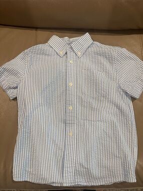 Crewcuts boys Light Blue and White Striped Short Sleeve Button-Up Shirt